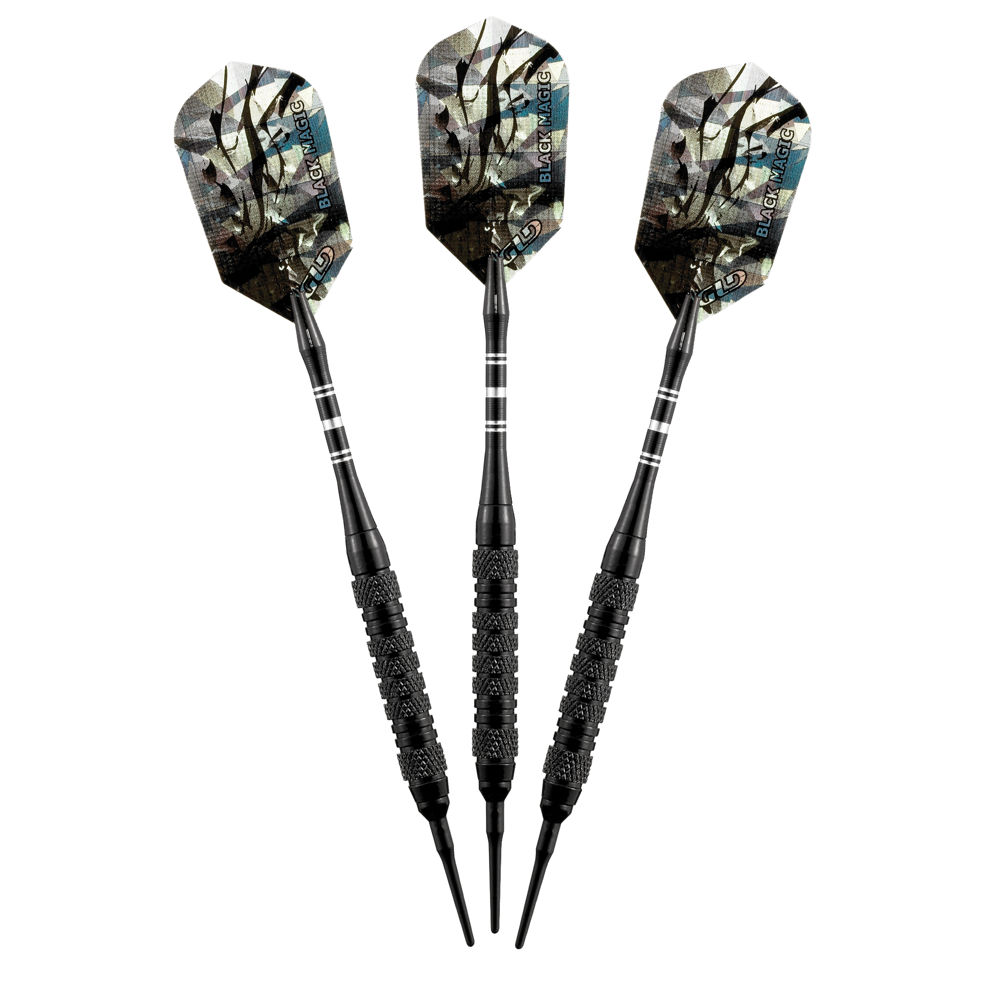 Black Magic Soft Tip Darts 6 Knurled Rings 18 Grams