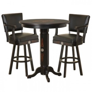 JD Wood Pub Table & Backrest Barstool Set - TN Charcoal
